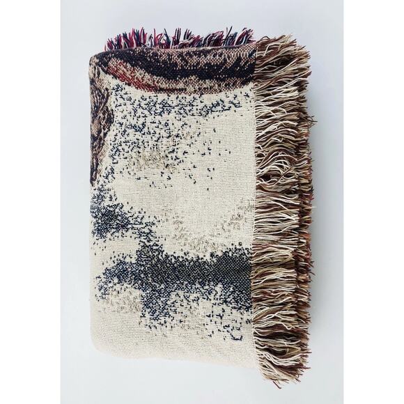 Vintage Cherub Thick Tapestry Throw Blanket Fringe Baby Angel American Weavers - Picture 9 of 9